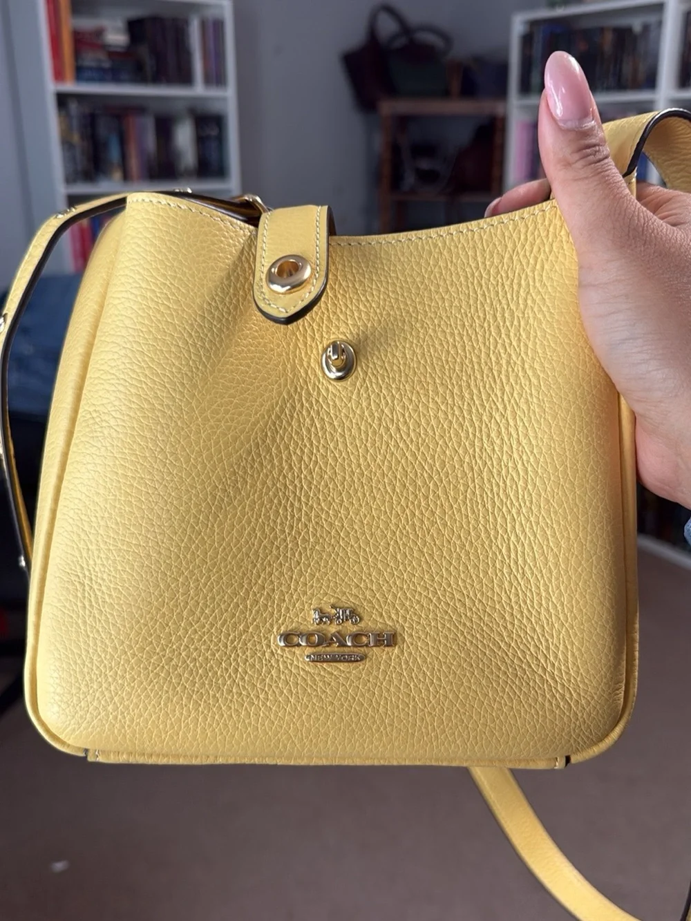 Coach Mini Hadley Crossbody Pebbled Leather Bag in Lemon Yellow